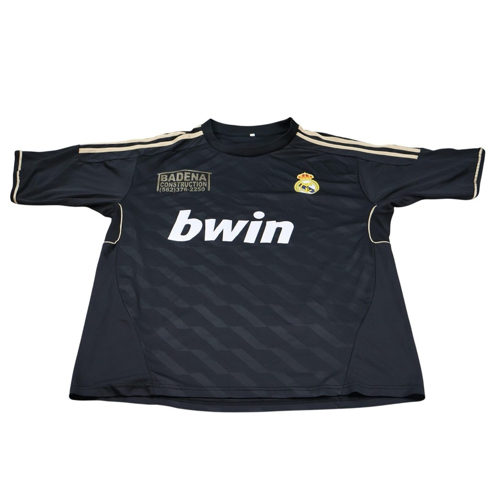 Real Madrid Jersey Mens L Black Striped Soccer Bwin Number 2 Crew Neck‎